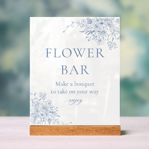 Toile Blue Brautparty Blumenbar Acrylschild