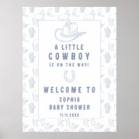 Toile Blue Cowboy Begrüßung Babydusche