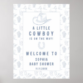 Toile Blue Cowboy Begrüßung Babydusche Poster
