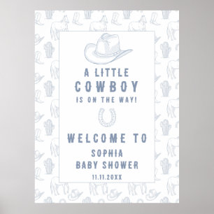 Toile Blue Cowboy Begrüßung Babydusche Poster