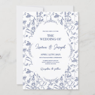 Toile Blue Wedding Einladung