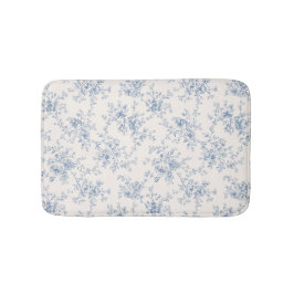Toile Blumenstrauß Blau Creme Vintage Botanisch Badematte