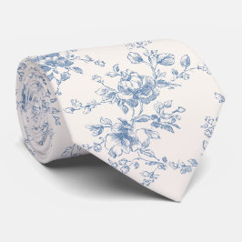 Toile Blumenstrauß Blau Creme Vintage Botanisch Krawatte
