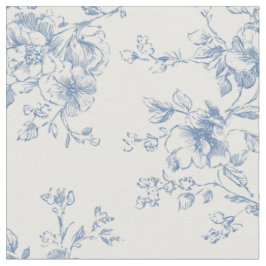 Toile Blumenstrauß Blau Creme Vintage Botanisch Stoff