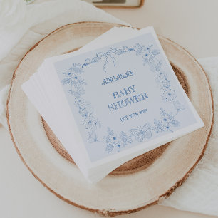 Toile Botanischer Französischer Junge Dusty Blue B Serviette
