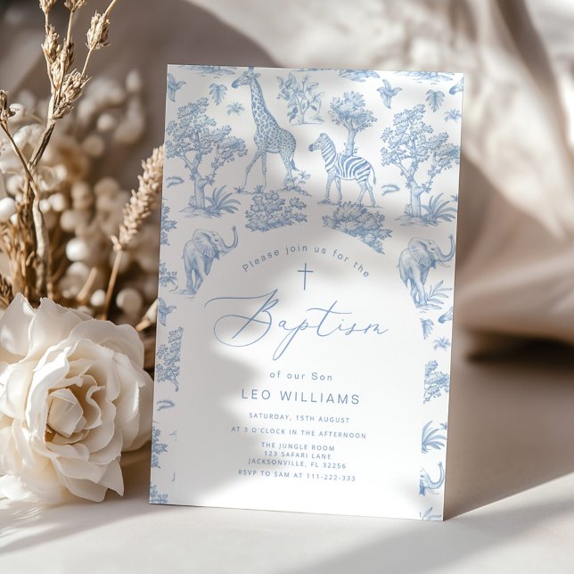 Toile Boy Taufe Safari Chinoiserie Einladung (Von Creator hochgeladen)