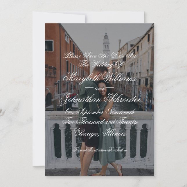 Toile & Calligraphie Save the Date Fotokarte (Vorderseite)