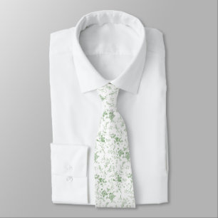 Toile Chinoiserie Vintage Blumen Grün  Krawatte