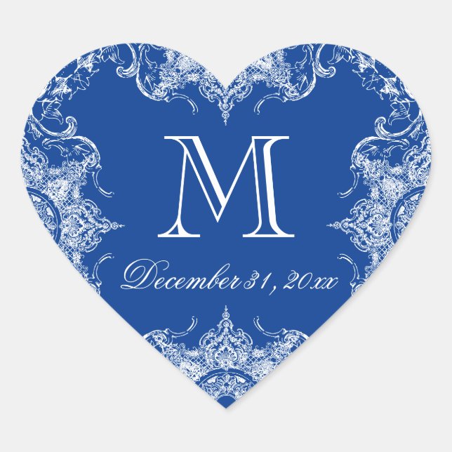 Toile Damask Swirl Matching Sticker Royal Blue (Vorderseite)