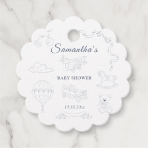 Toile de Jouy Baby-Party zum Kinderzimmer Geschenkanhänger