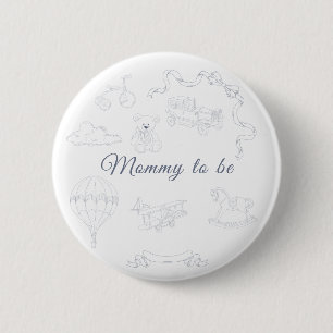 Toile de Jouy Baby Shower für werdende Mütter Button