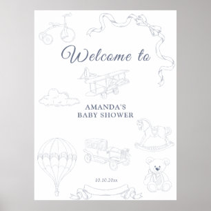 Toile de Jouy Baby Shower zur Begrüßung des Babys Poster