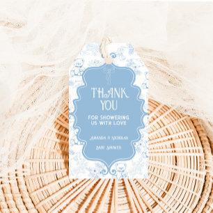 Toile De Jouy Bär Blau Baby Shower Danke Geschenkanhänger