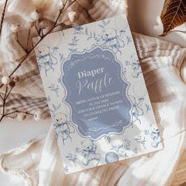 Toile De Jouy Bear Babydusche Diapper Raffle Begleitkarte