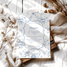 Toile De Jouy Bear Babydusche Diapper Raffle