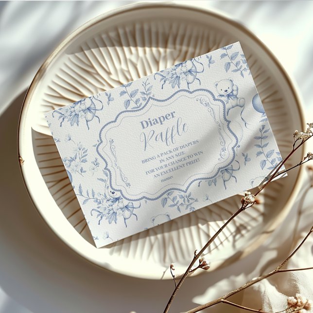 Toile De Jouy Bear Babydusche Diapper Raffle Begleitkarte (Von Creator hochgeladen)