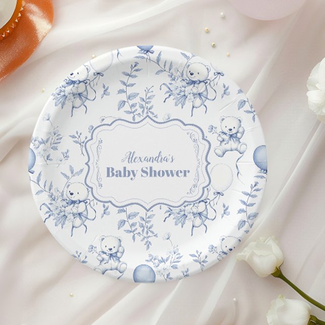 Toile De Jouy Bear Babydusche Pappteller (Von Creator hochgeladen)