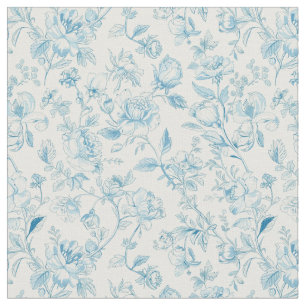 Toile de Jouy Blau Chinoiserien Pfingstrosen Flora Stoff