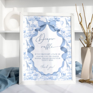 Toile de Jouy Blau Safari-Tiere Windel-Raffel Poster