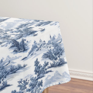 Toile de jouy, blaue China, Porzellan, blaue Weide Tischdecke