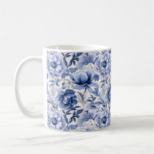 Toile de Jouy. Blaue französische Toile. Kaffeetasse