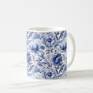 Toile de Jouy. Blaue französische Toile. Kaffeetasse