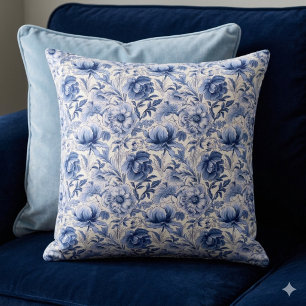 Toile de Jouy. Blaues französisches Toile. Wurfki Kissen