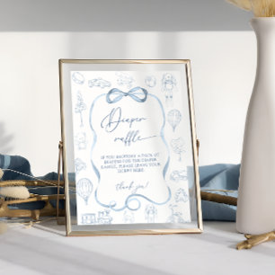 Toile de Jouy Blaues Kinderzimmer Jungenwindelraff Poster