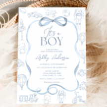 Toile De Jouy Blue Baby Dusche