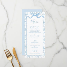 Toile de jouy Blue Baby Shower Boy Menu Card Menükarte