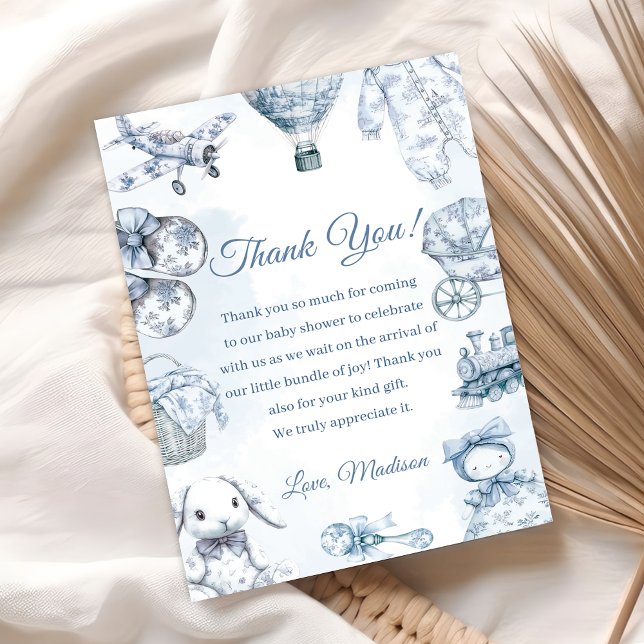 Toile De Jouy Blue Baby Shower Party Einladung (Von Creator hochgeladen)