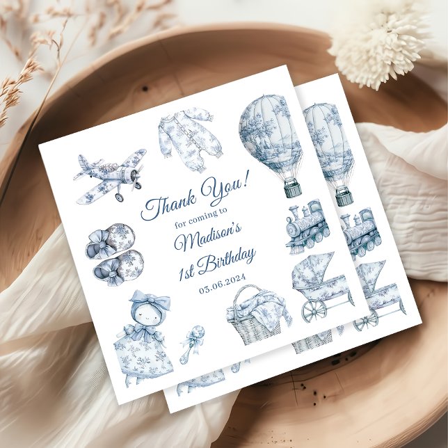 Toile De Jouy Blue Birthday Party Serviette (Von Creator hochgeladen)