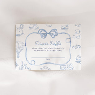 Toile de Jouy Blue Bow Chinoiserie Diaper Raffle Begleitkarte