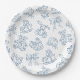 Toile de Jouy Blue Bow Paper Plate Pappteller