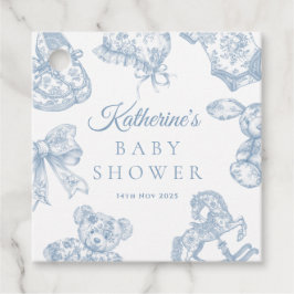 Toile de Jouy Blue Boy Baby Dusche Geschenkanhänger