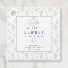 Toile de Jouy Blue Cowboy Western Babydusche Geschenkanhänger