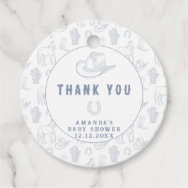 Toile de Jouy Blue Cowboy Western DANK Geschenkanhänger