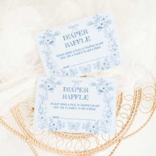 Toile De Jouy Blue Floral Boy Diaper Raffle Begleitkarte