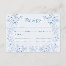Toile De Jouy Blue Floral Brautparty Rezept Begleitkarte