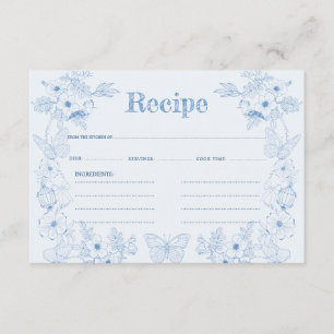 Toile De Jouy Blue Floral Brautparty Rezept Begleitkarte