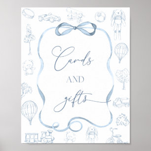 Toile de Jouy Blue Kinderzimmer Karten und Geschen Poster