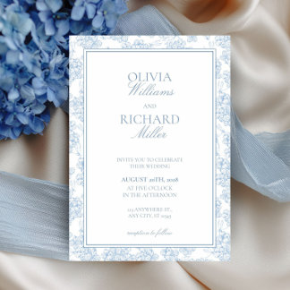 Toile de Jouy Blue Wedding Invitation,  Einladung