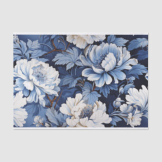 Toile de Jouy Blume in blau auf Alter Seidenpapier