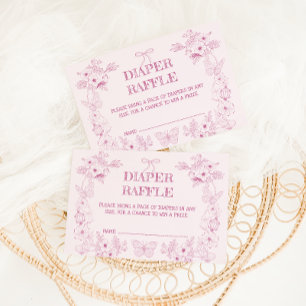 Toile De Jouy Blush Rosa Blumenwindel Raffle Begleitkarte