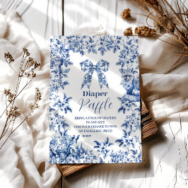 Toile De Jouy Bow Babydusche Diapper Raffle Begleitkarte