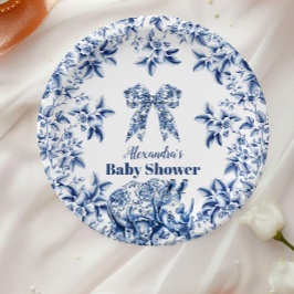 Toile De Jouy Bow Babydusche Pappteller