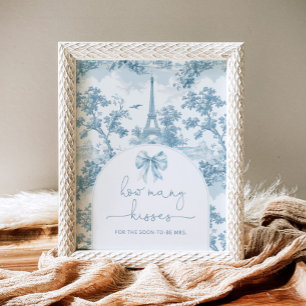 Toile de jouy Bow wie viele Küsse Brautparty Poster