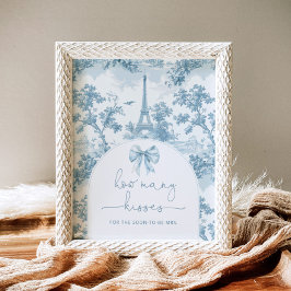 Toile de jouy Bow wie viele Küsse Brautparty Poster