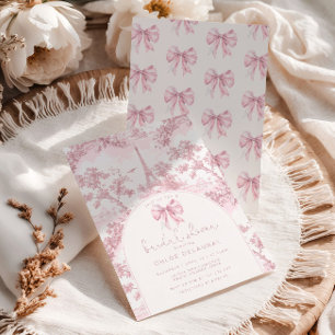 Toile de Jouy Brautparty Französisch Rosa Schleife Einladung
