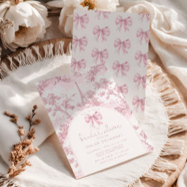 Toile de Jouy Bridal shower French Pink Bow Paris Einladung